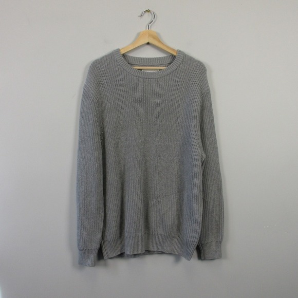 Long Wharf Supply Co.  Crew Neck Knit Sweater Men XL Gray Cotton Blend Comfy 810 - Picture 1 of 8